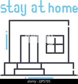 don`t leave the house line icon, outline symbol, vector illustration, concept sign Stock Vector
